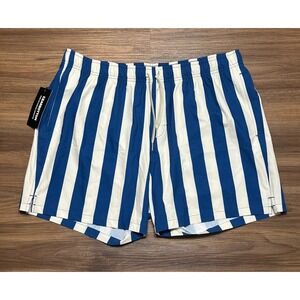 Bearbottom Blue Candy Stripe Swim Shorts 5.5" Nantucket Mesh Lined Sz 2XL